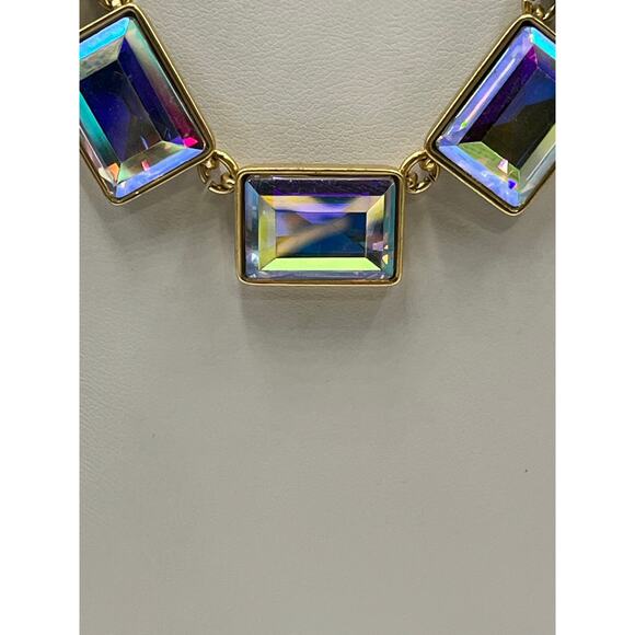 J. Crew Aurora Borealis Multicolor Iridescent Rhinestone statement Necklace New - Picture 6 of 13